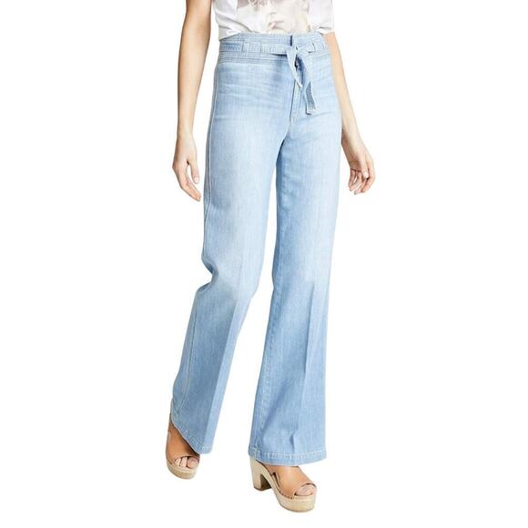 Joe's Jeans High Rise Belted Wide Leg Flare Size 25 Chelsea Wash Vintage Style - Picture 1 of 10